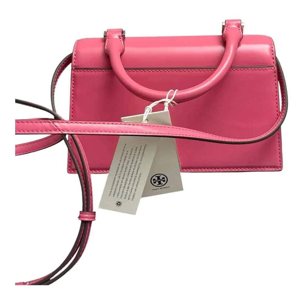 Tory Burch Bon Bon Spazzolato Mini Top Handle Bag Watermelon Pink New with tag